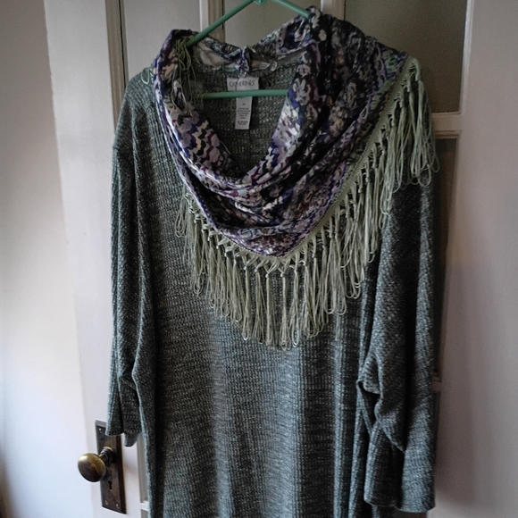 Catherines Women's Plus Size Impossibly Soft Tunic & Scarf Duet 2X - Picture 3 of 15